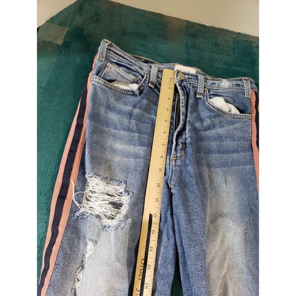 Mcguire Jeans Size 28 Womens Blue Stretch Pants Striped Mid Rise Straight - Picture 7 of 12